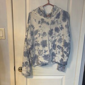Aerie Light Blue Tie-Dye Cropped Hoodie OTT Offline Fleece